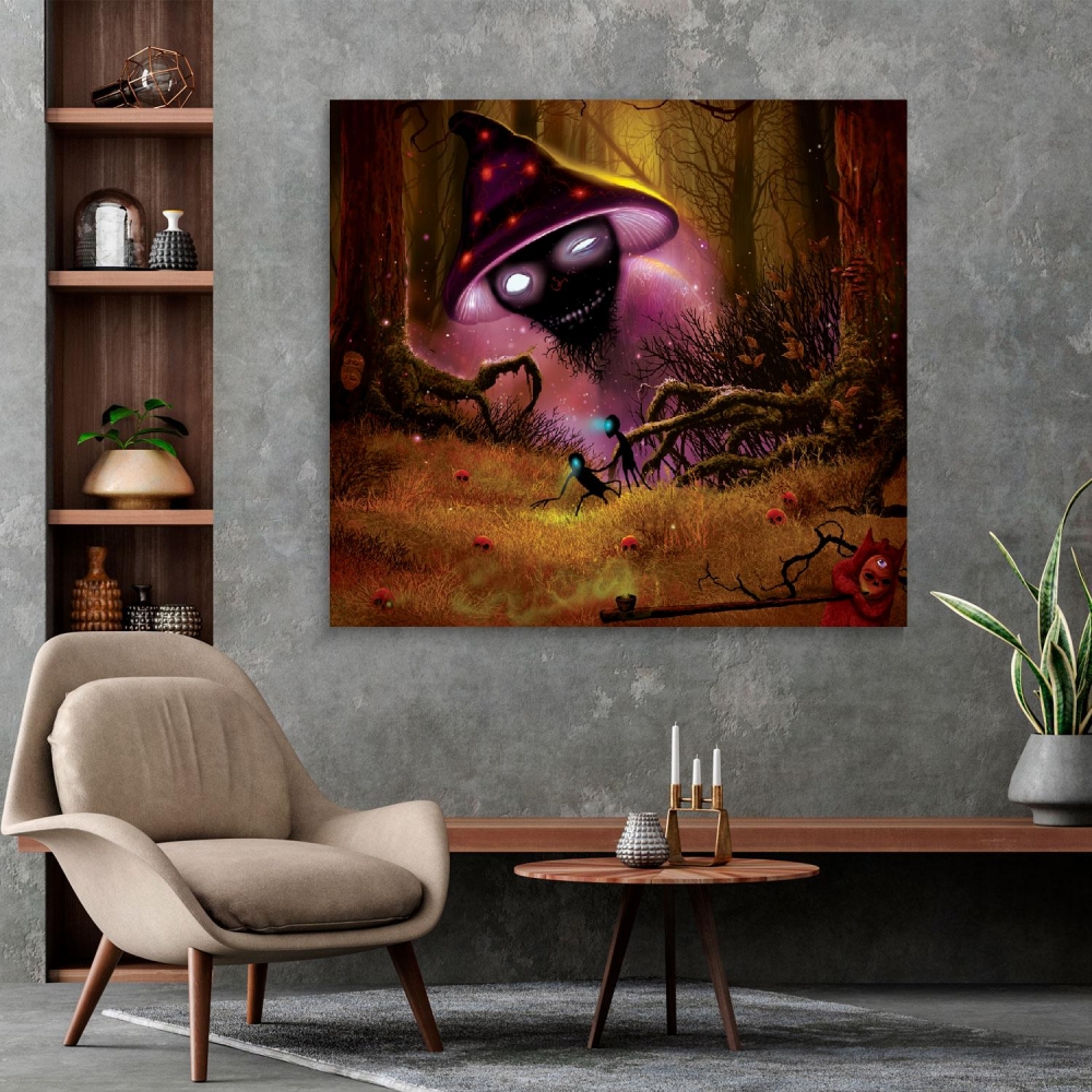 

Картина на холсте Psy Art Magic Mushrooms And Fantastic Characters 90х90 см.