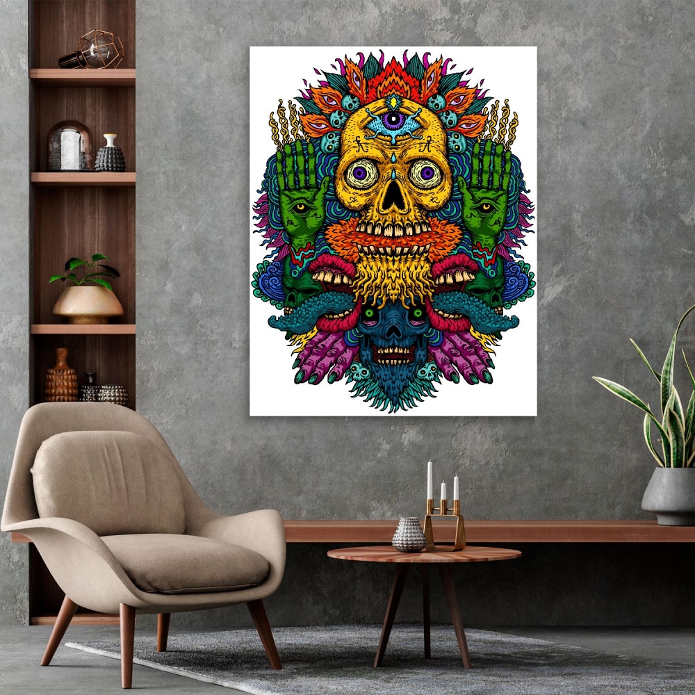 

Картина на холсте Psy Art Psychedelic Skull With Third Eye 70х140 см.