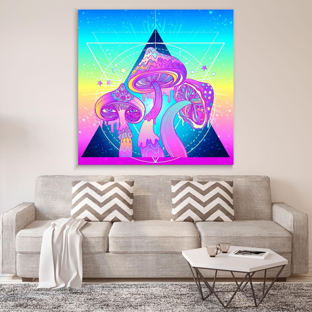 

Картина на холсте Psy Art Magic Mushrooms Over Sacred Geometry 90х120 см.