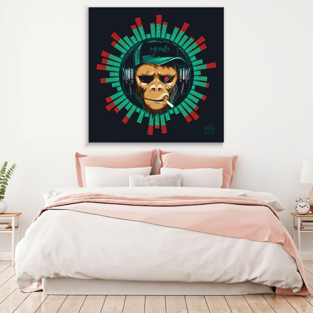

Картина на холсте Музыка Monkeys With Headphones 60х60 см.