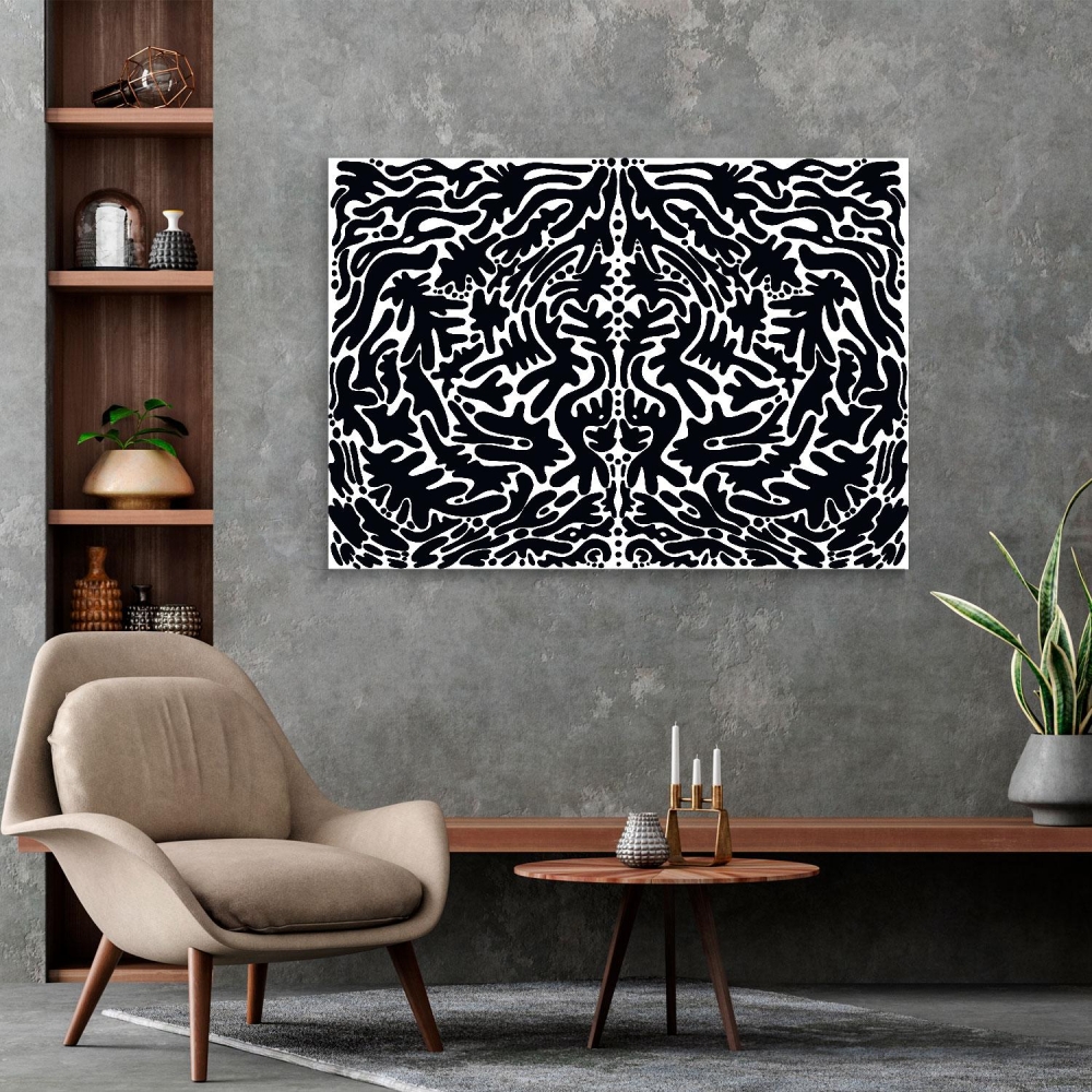 

Картина на холсте Psy Art Black And White Psychedelic Abstract Shamanic Ornament 60х120 см.