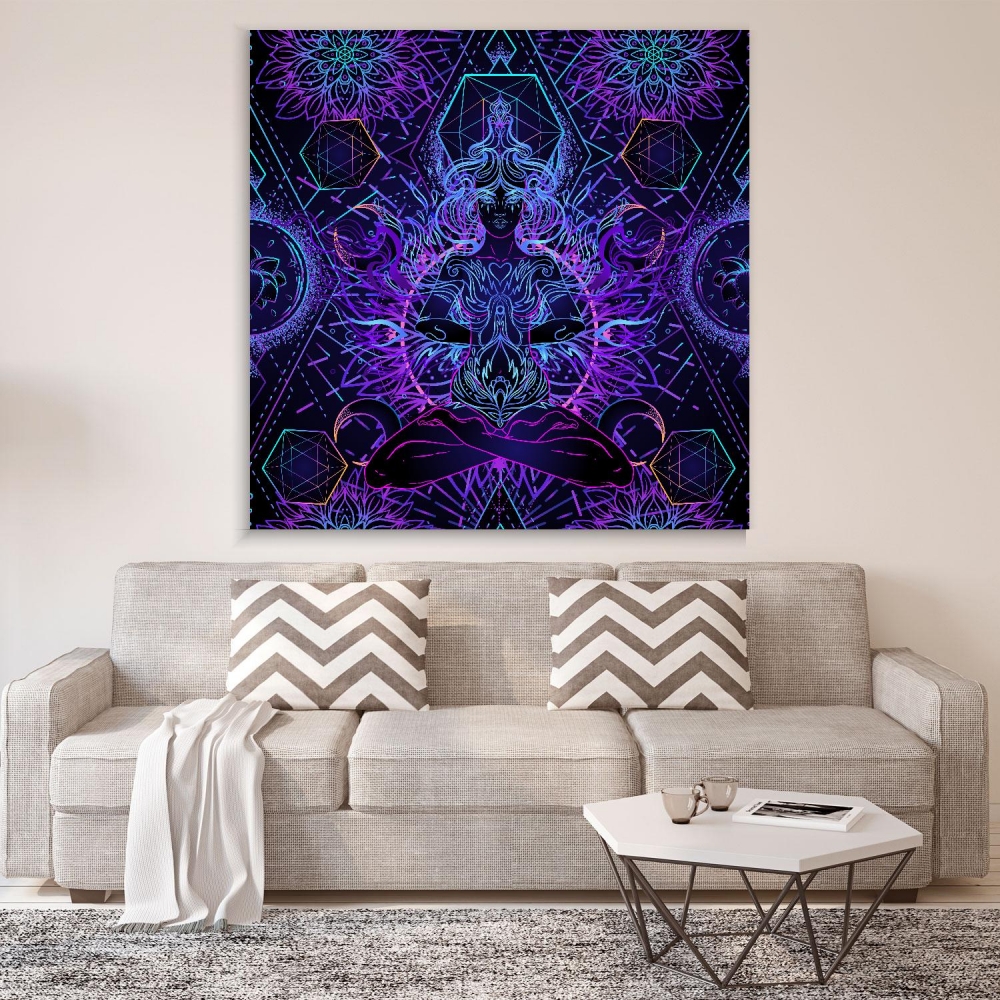

Картина на холсте Psy Art Magic Girl Sitting And Meditation In Lotus 100х100 см.