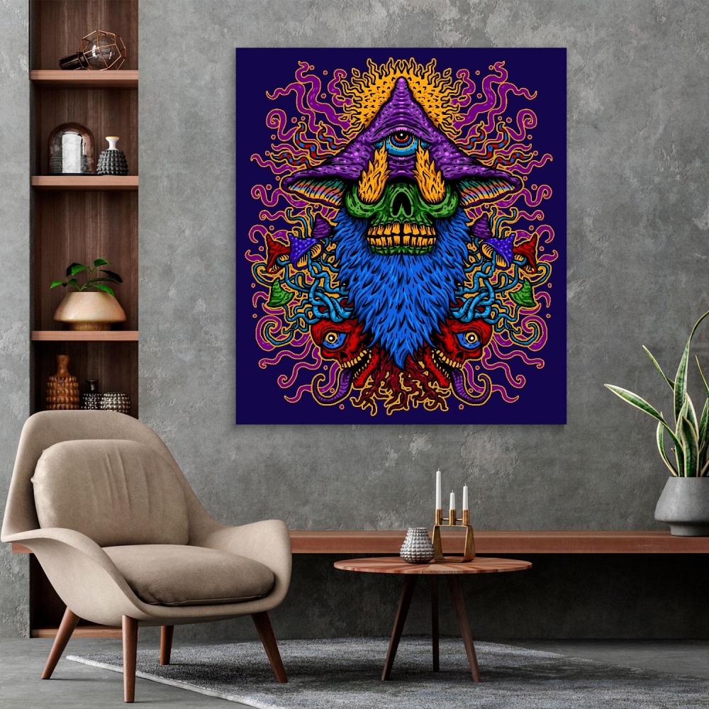 

Картина на холсте Psy Art Psychedelic Magic Mushroom With A Third Eye 50х100 см.