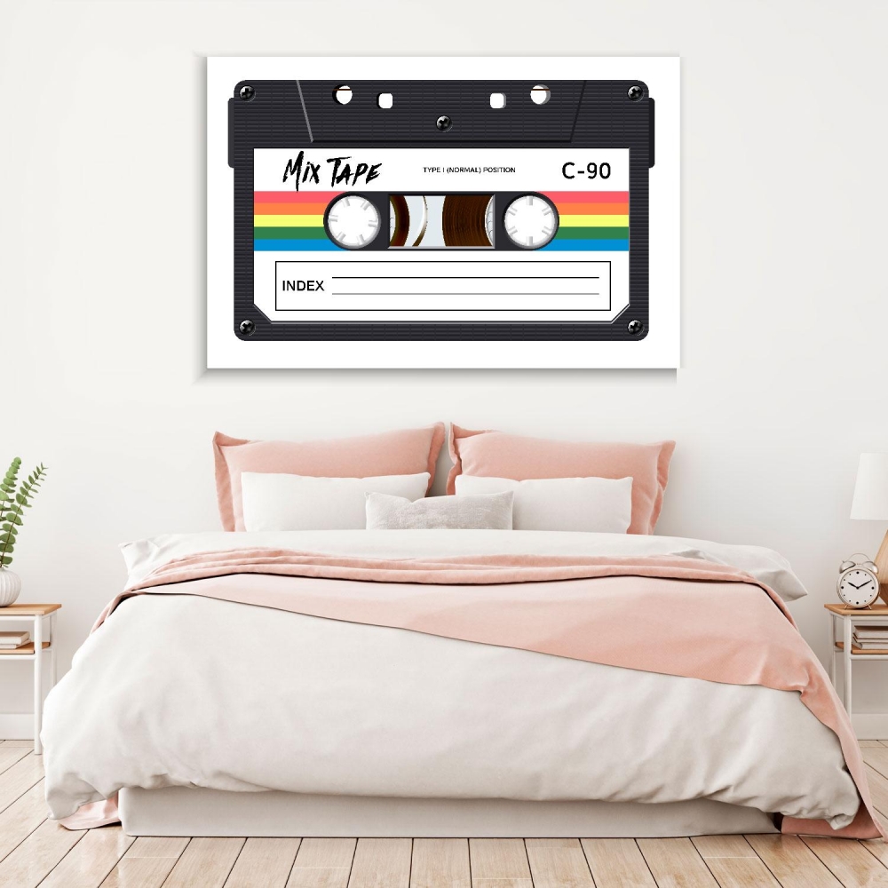 

Картина на холсте Винтаж Retro Cassette 80s 90х180 см.