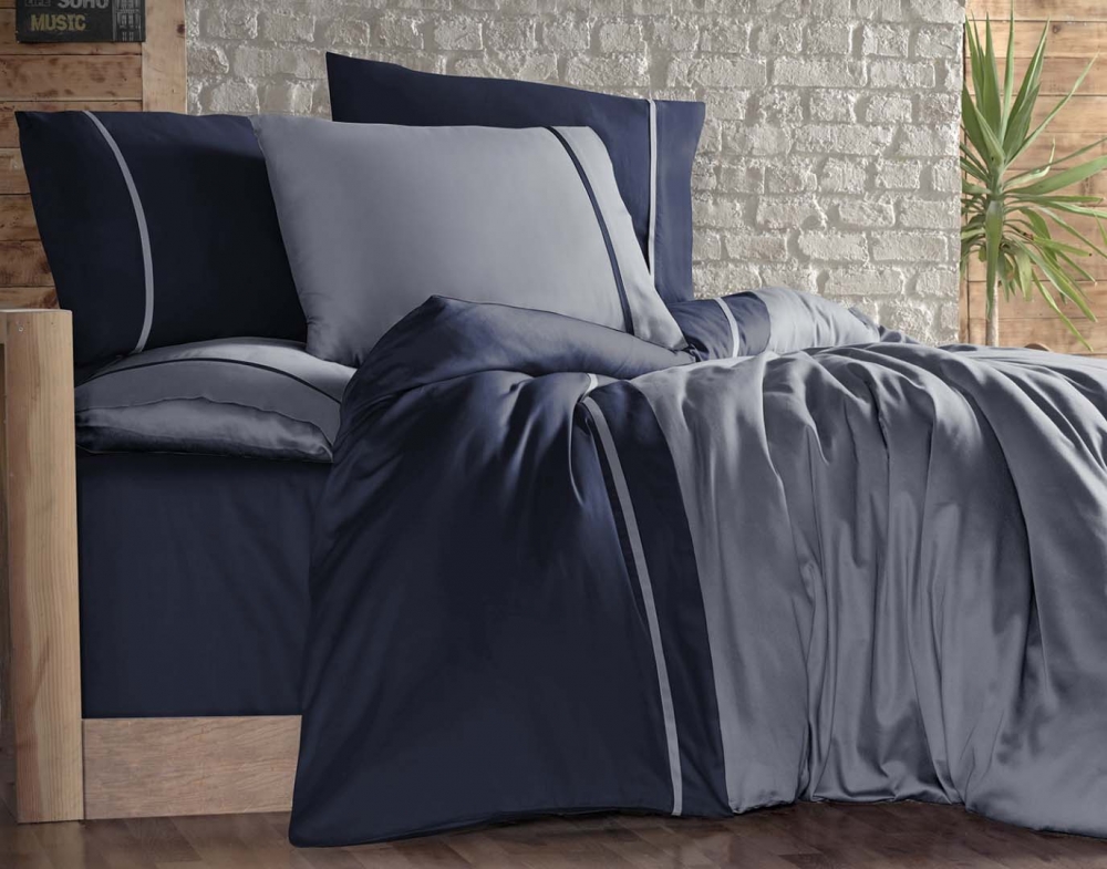 

Комплект постельного белья First Choice Satin Cotton Евро сатин арт.K.Gri-Lacivert