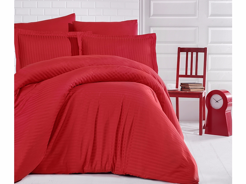 

Комплект постельного белья Clasy Satin Евро сатин арт.Stripe Satin Kirmizi