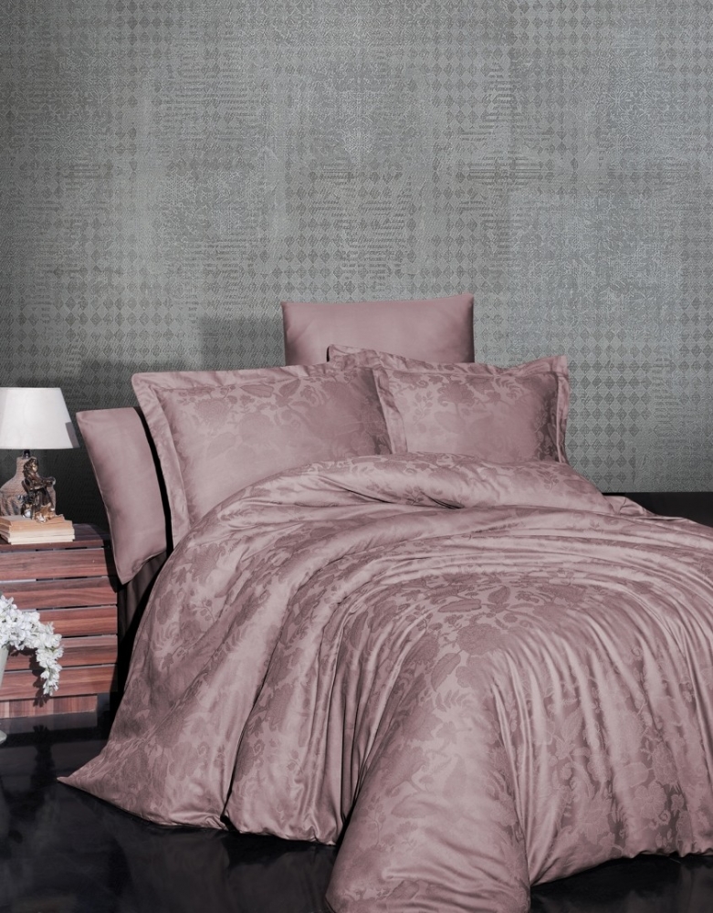 

Комплект постельного белья First Choice Satin Jacquard Cotton Евро сатин-жаккард арт.Saral Koyu Pudra