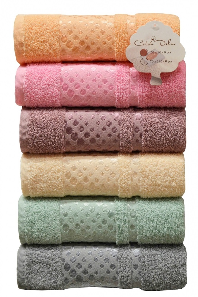 

Набор полотенец для лица Gursan Cotton 50*90 см махровые банные 6шт арт.Точки
