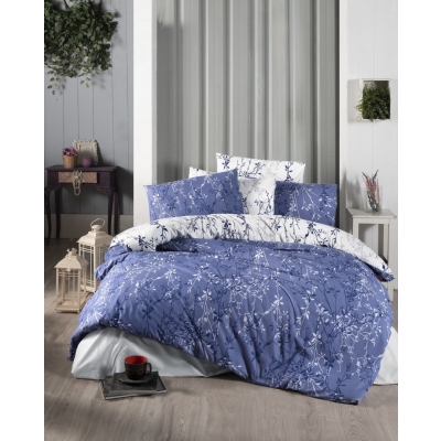 

Комплект постельного белья First Choice Ranforce Евро ранфорс арт.Zena Navy Blue