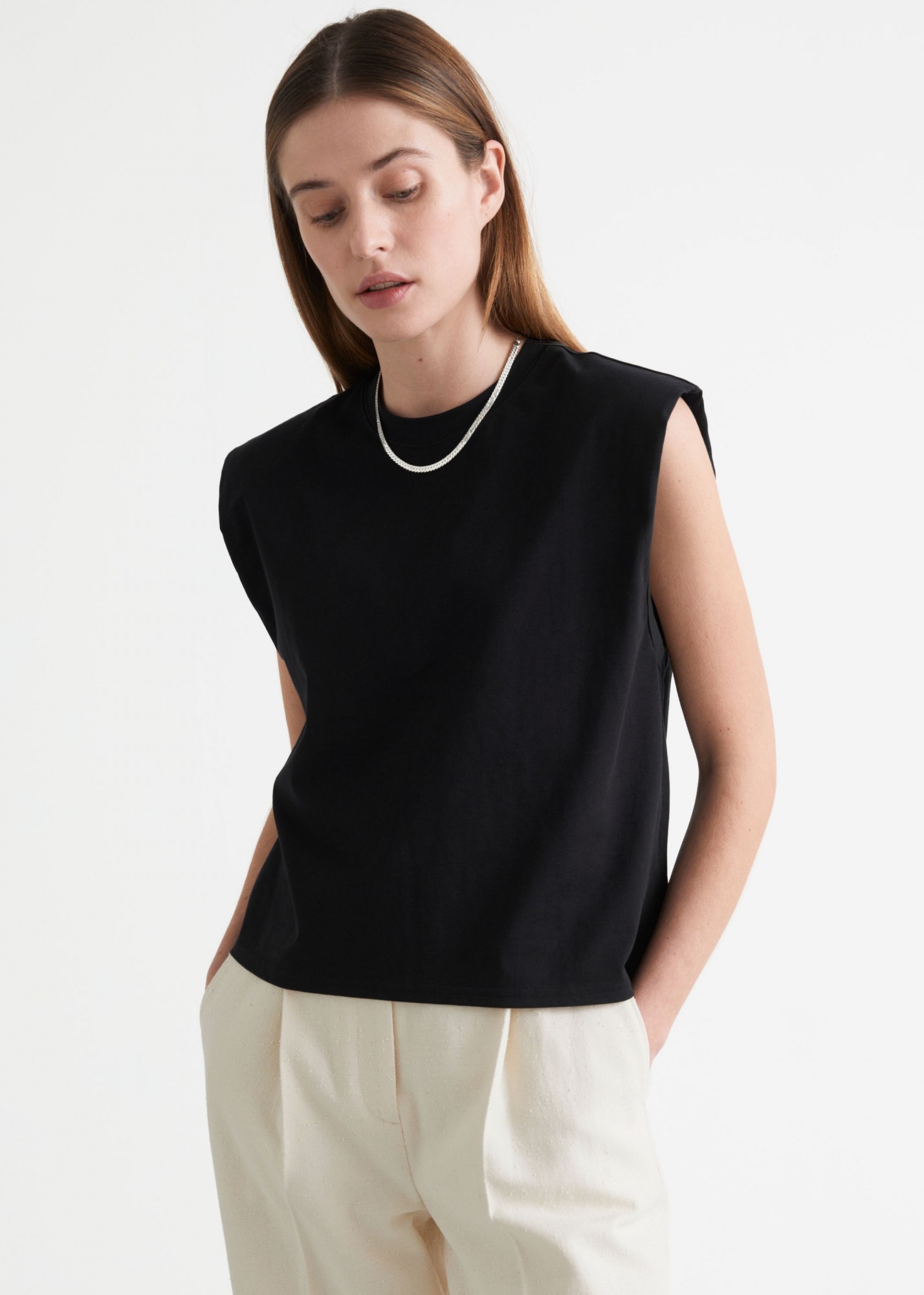 

Топ женский & Other Stories Cropped Padded Shoulder Tank Top