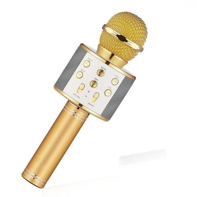 

Беспроводной микрофон-колонка для караоке, караоке-микрофон DM Karaoke WS858 Золотой