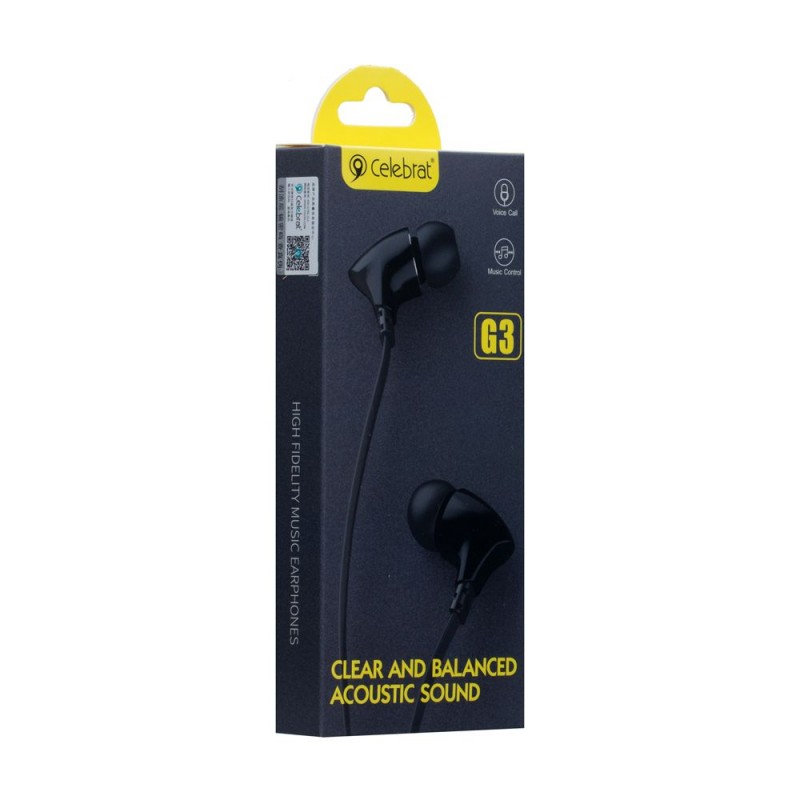 

Проводные наушники Celebrat G3 Hands Free With Mic — Black (Черный)