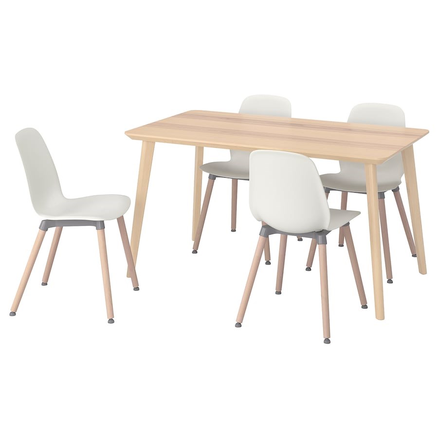 

Стіл і 4 стільці IKEA LISABO / LEIFARNE 140 х 78 см ясен/білий (192.506.97)