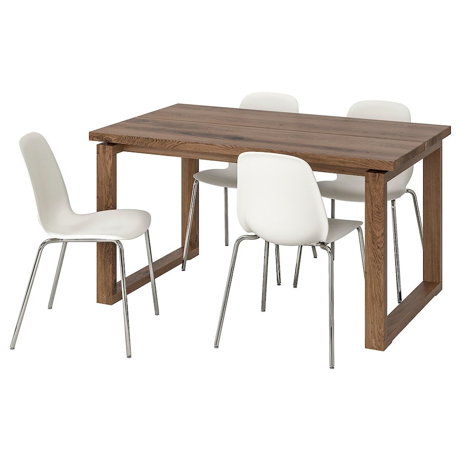 

Стіл і 4 стільці IKEA MORBYLANGA / LEIFARNE 140 x 85 см коричневий/білий (192.460.97)