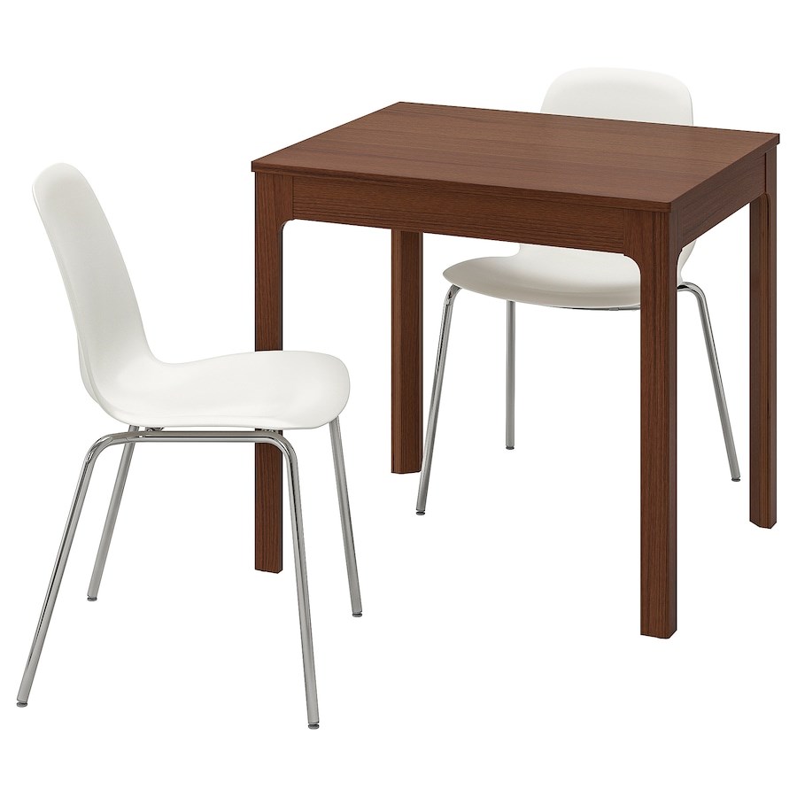

Стіл і 2 стільці IKEA EKEDALEN / LEIFARNE 80/120 см коричневий/білий (992.214.32)
