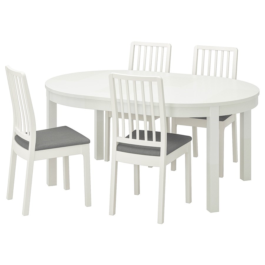 

Стіл і 4 стільці IKEA BJURSTA / EKEDALEN 115 см білий/біло-сірий (992.968.42)
