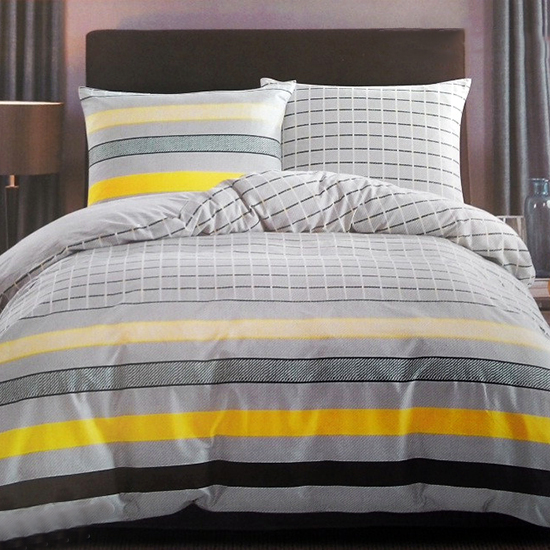 

Комплект постельного белья из сатина Yellow Stripes Серый, Желтый 5059-e