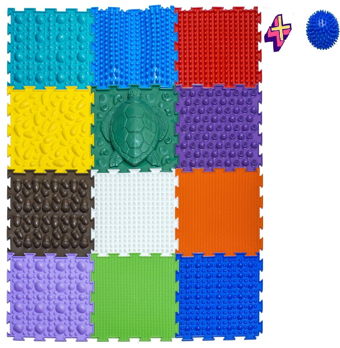 

Коврик "Топотушки" 12 элементов Ортопедический массажный коврик, Пазлы Ортодон детский, развивающий модульный коврик + массажный мячик в Подарок