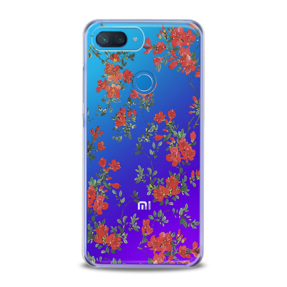 Чехол силиконовый для Xiaomi (Красные полевые цветы) Redmi 4A ксиоми ...