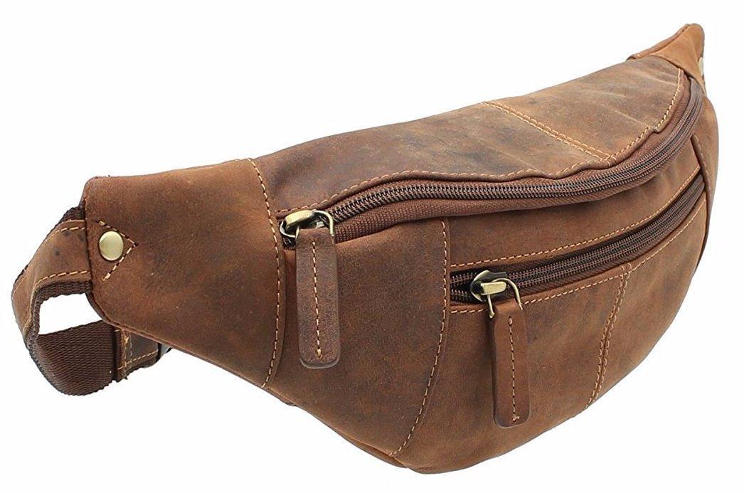 

Кожаная сумка на пояс бананка Visconti 721 oil tan