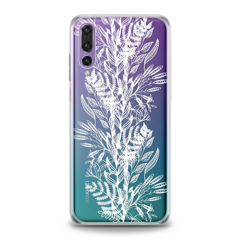 Чехол силиконовый для Huawei (Белые растения) Mate 9 хуавей мейт ...