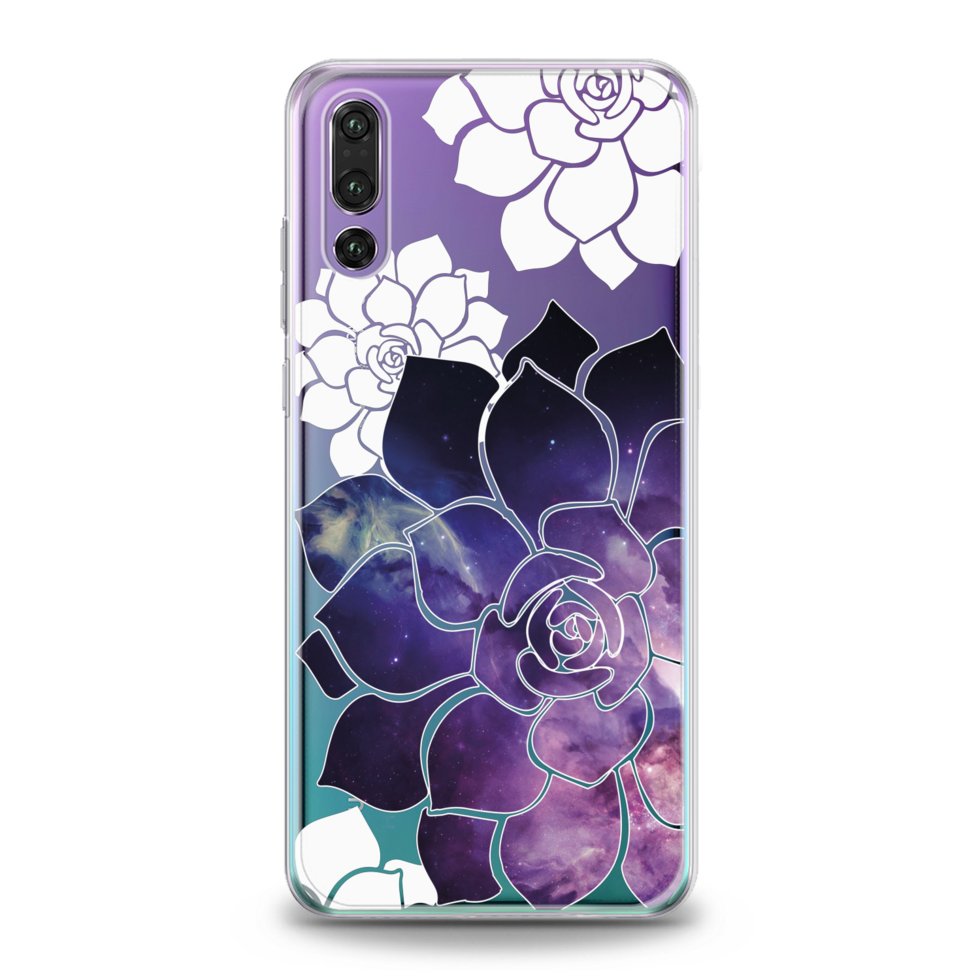 Чехол силиконовый для Huawei (Суккуленты, Вселенная) Y9 (2018) хуавей ю ...