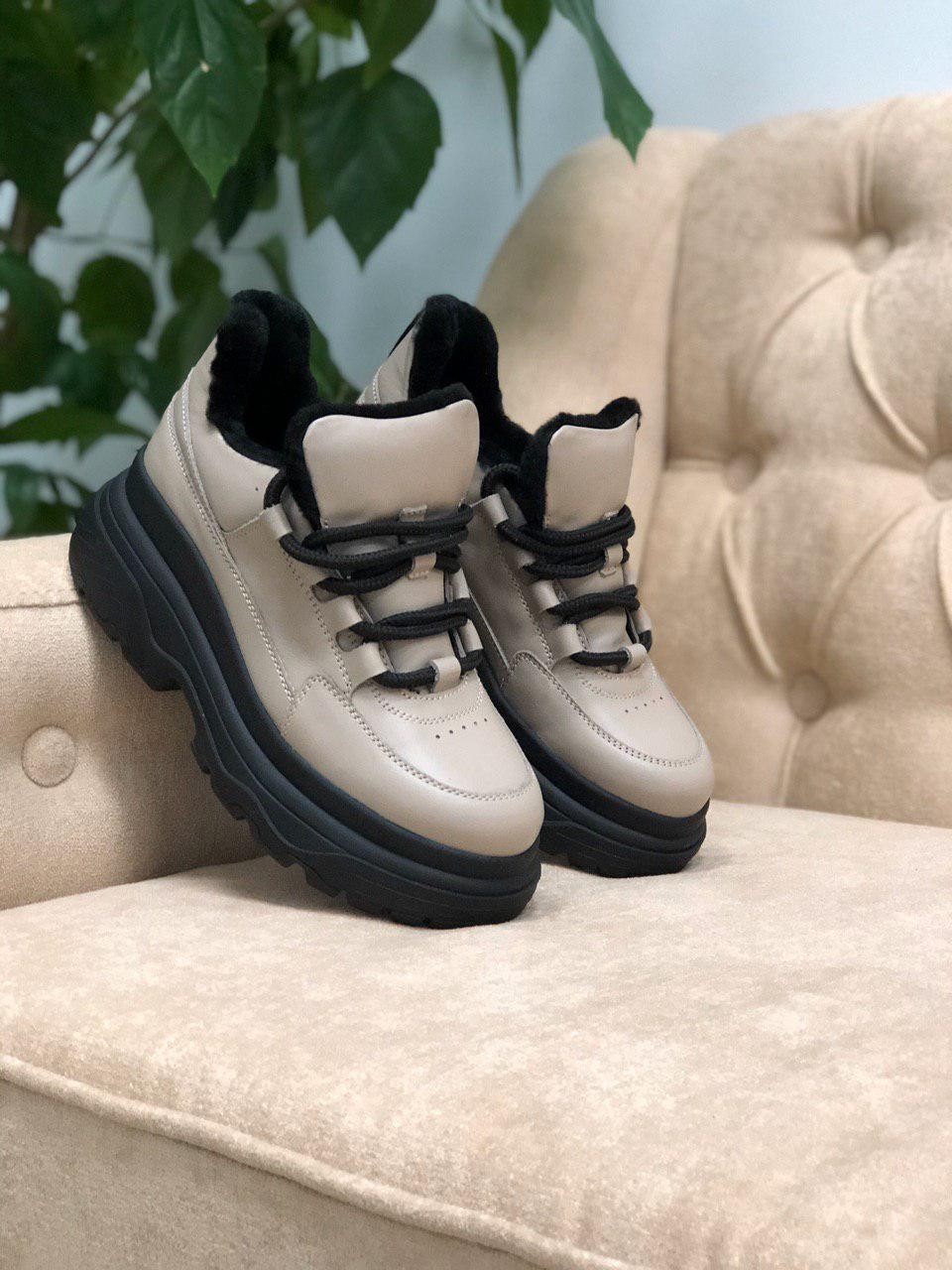 

Кроссовки женские кожаные Shoozi bench Fly зимние 40 нюдовые