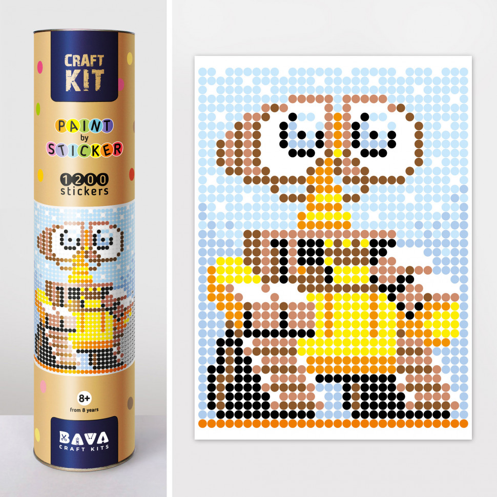 

Картина по номерам стикерами в тубусе Умняшка 33х48 1200 стикеров Робот WALL-E