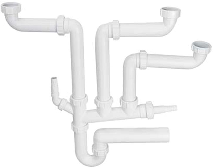 

Сифон пластиковый для мойки с 3-мя чашами McALPINE трубный без слива 1 1/2x50 (5036484025357)