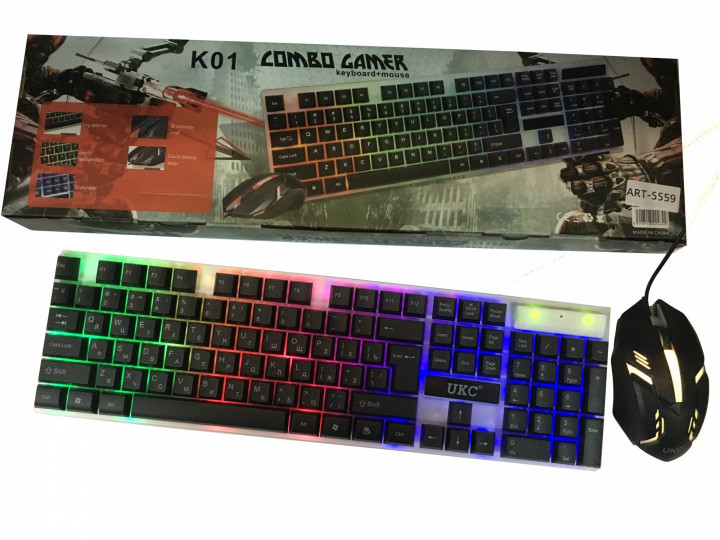 

Комплект Клавиатура и мышка с LED подсветкой KEYBOARD Combo Gamer K 01