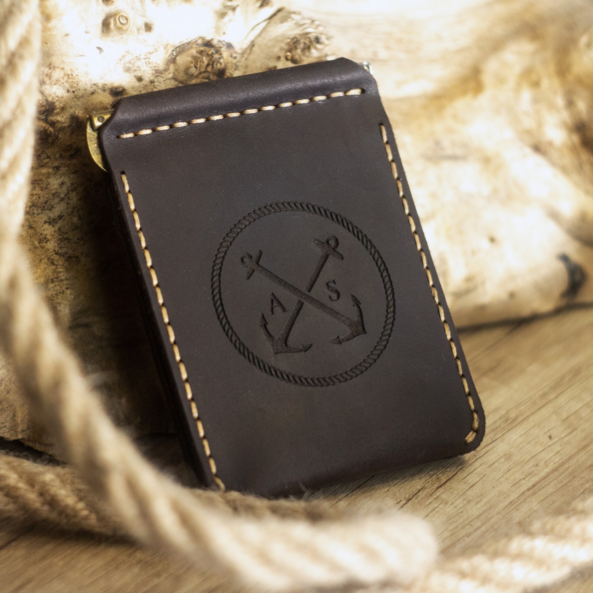 

Зажим для денег OldSalt MINI - Мужское портмоне из натуральной итальянской кожи - Коричневый