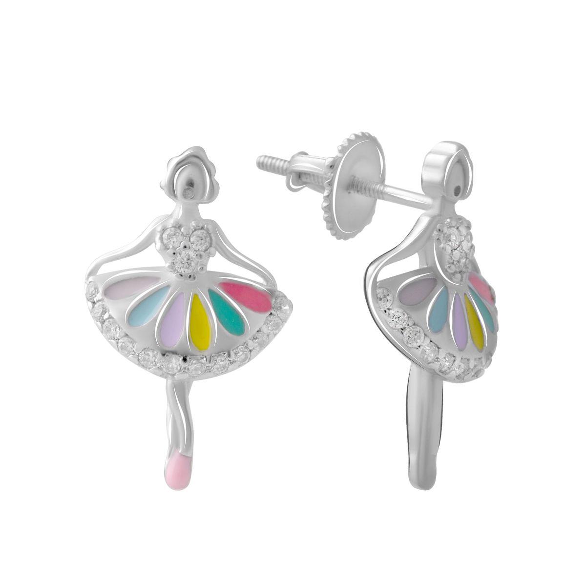 

Серебряные серьги SilverAlex с емаллю, фианитами