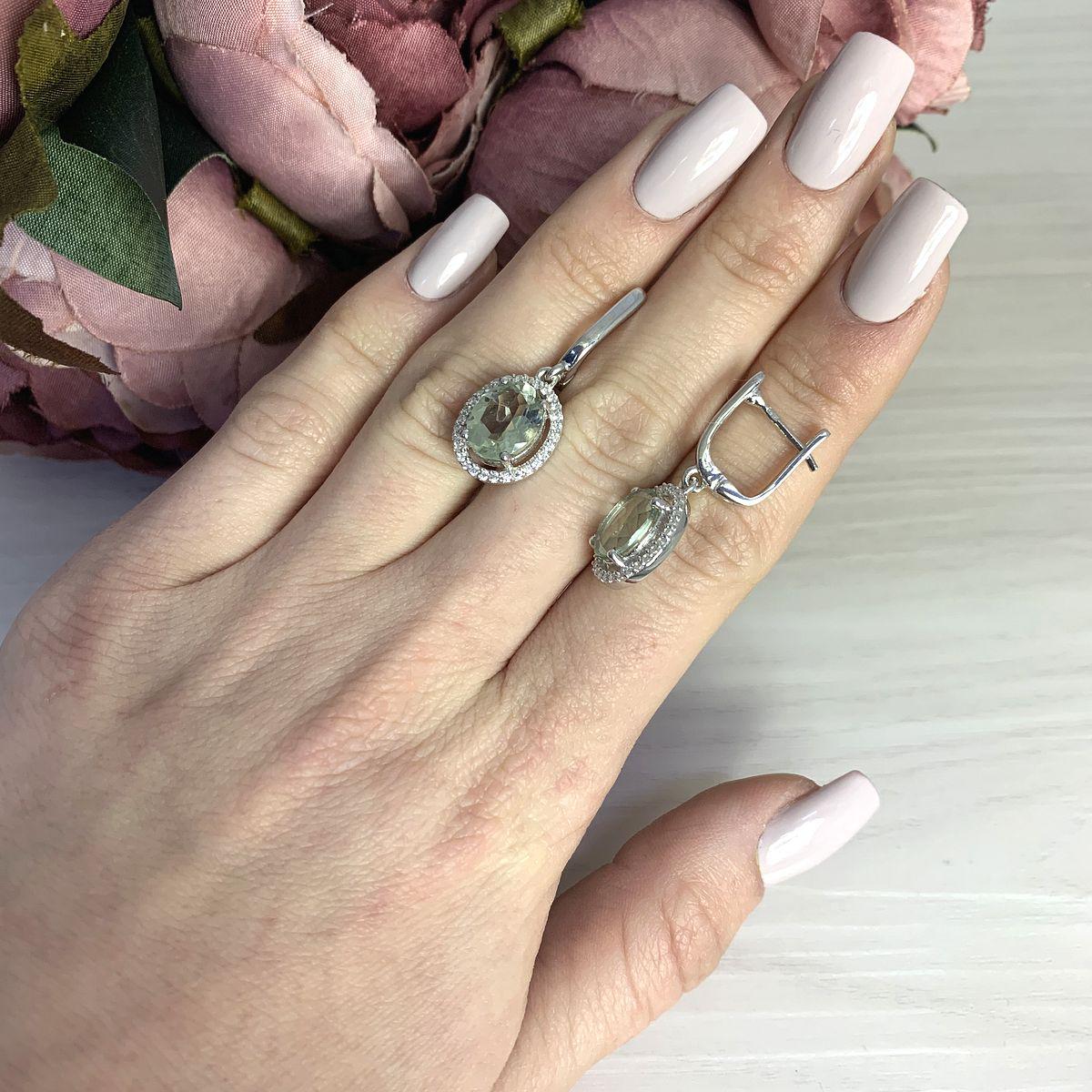 

Серебряные серьги SilverAlex с натуральным зеленим аметистом 4.982ct