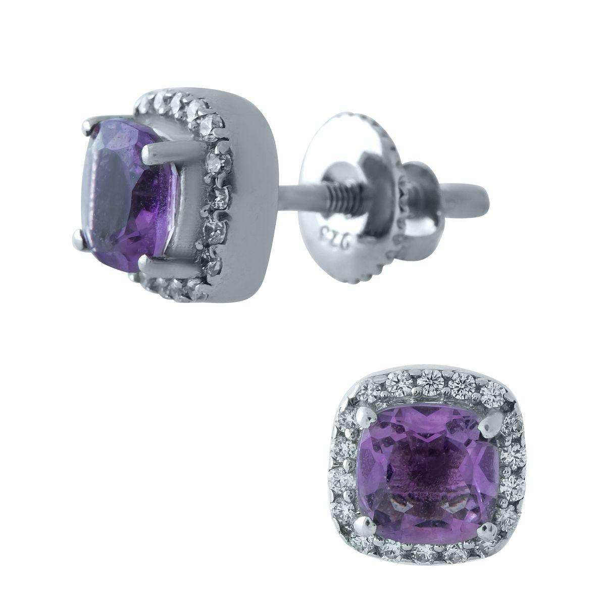 

Серебряные серьги SilverAlex с натуральным аметистом 1.1ct