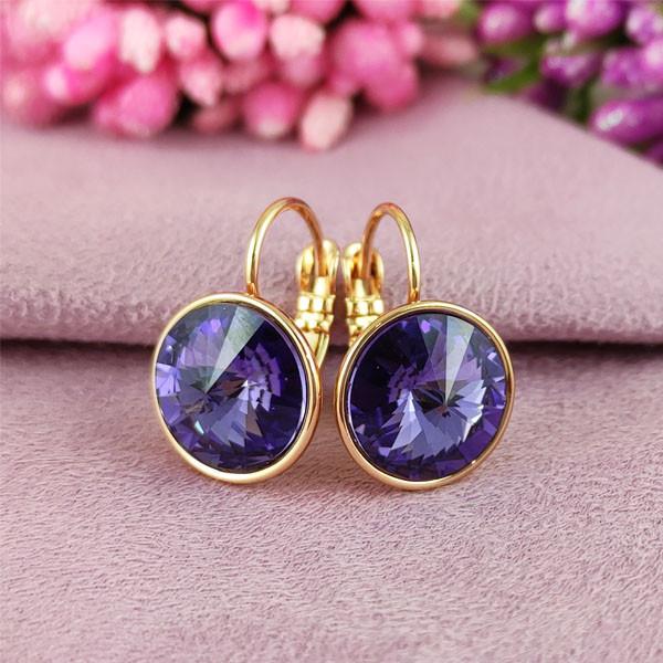 

Серьги SWAROVSKI Аметистовый медицинское золото позолота 18К французский замок А/В 7-0145