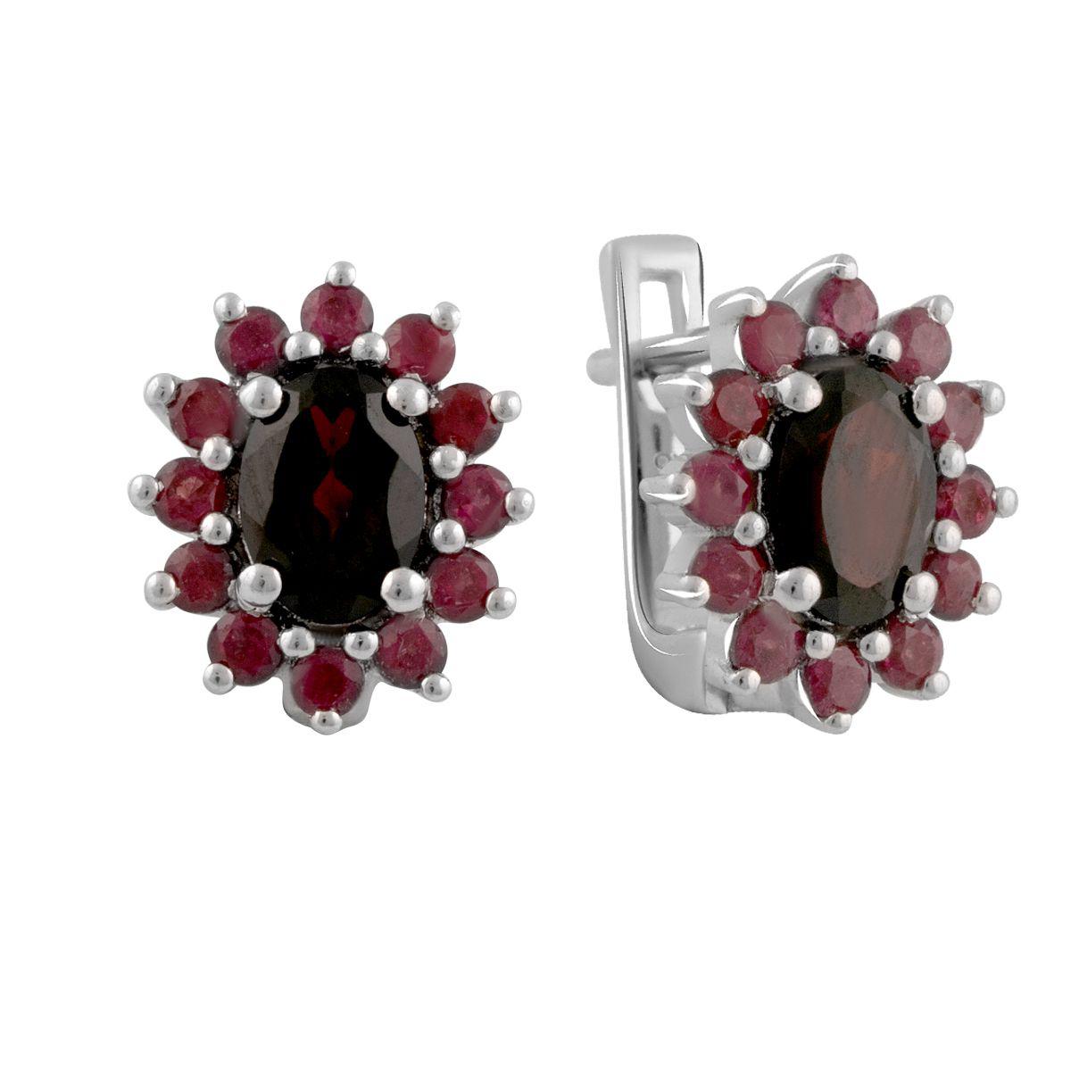 

Серебряные серьги SilverAlex с натуральным гранатом 1.6ct, рубином