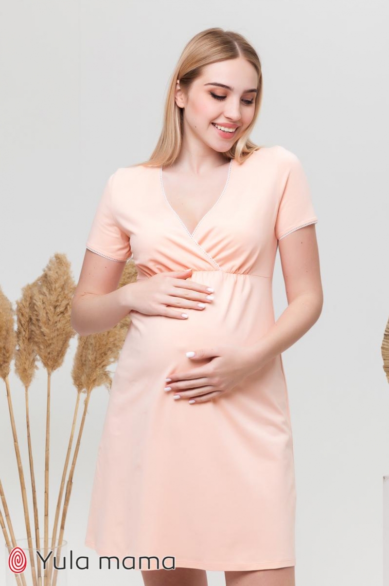 

Ночная сорочка для беременных и кормящих Юла мама Alisa light XS Персиковый NW-1.4.8