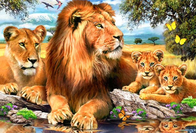 

Набор алмазной вышивки/мозаики 62х42 см Семья львов Diamond Painting WM2691