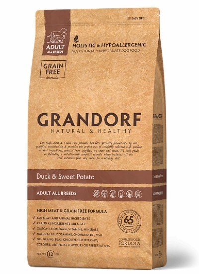 

Сухой корм Grandorf Duck & Sweet Potato Adult All Breeds для собак всех пород от 1 года и старше с уткой 3 кг (5404009592033)