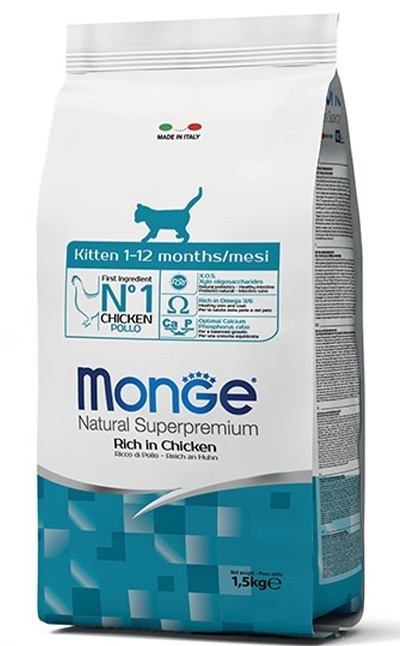 

Сухой корм Monge Kitten Rich in Chicken для котят всех пород со вкусом курицы и риса 10 кг (8009470004817)