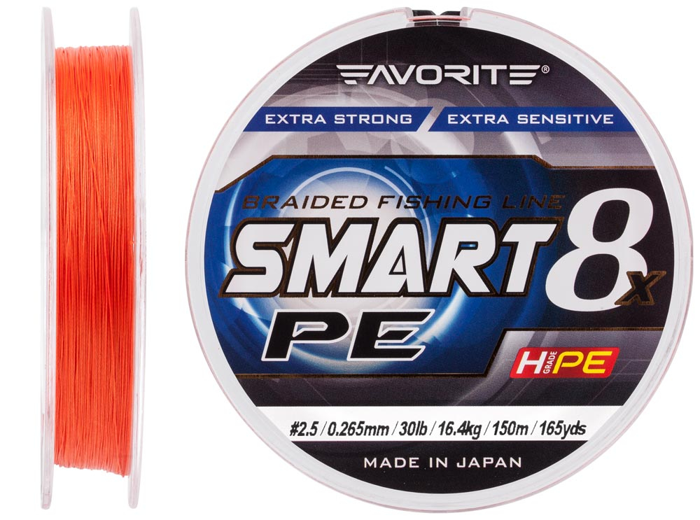 

Шнур Favorite Smart PE 8x 150м (red orange) #2.5/0.265mm 30lb/16.4kg (арт.123416931086)
