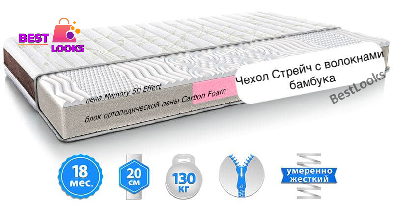 

Матрас ортопедический 150х190 Take&Go Bamboo NEO WHITE