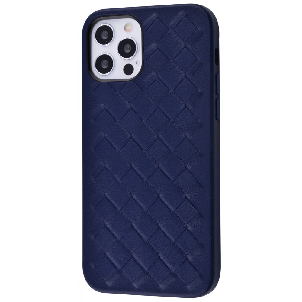 

Чехол Genuine Leather Case Weaving Series для iPhone 12/12 Pro dark blue