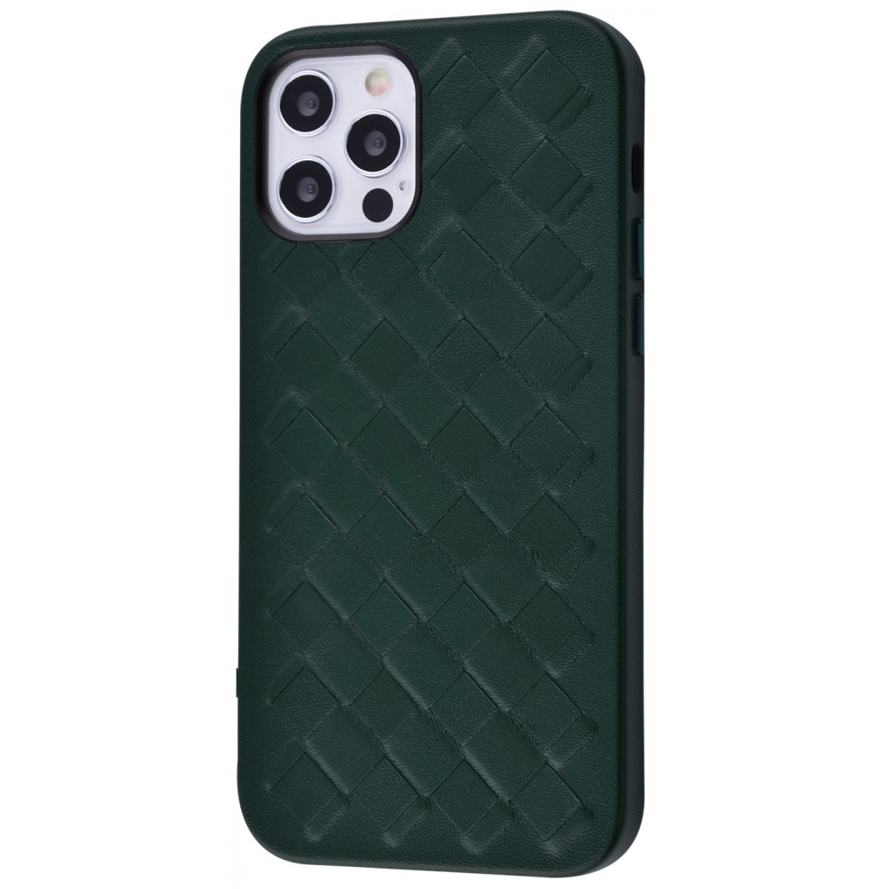 

Чехол Genuine Leather Case Weaving Series для iPhone 12/12 Pro forest green