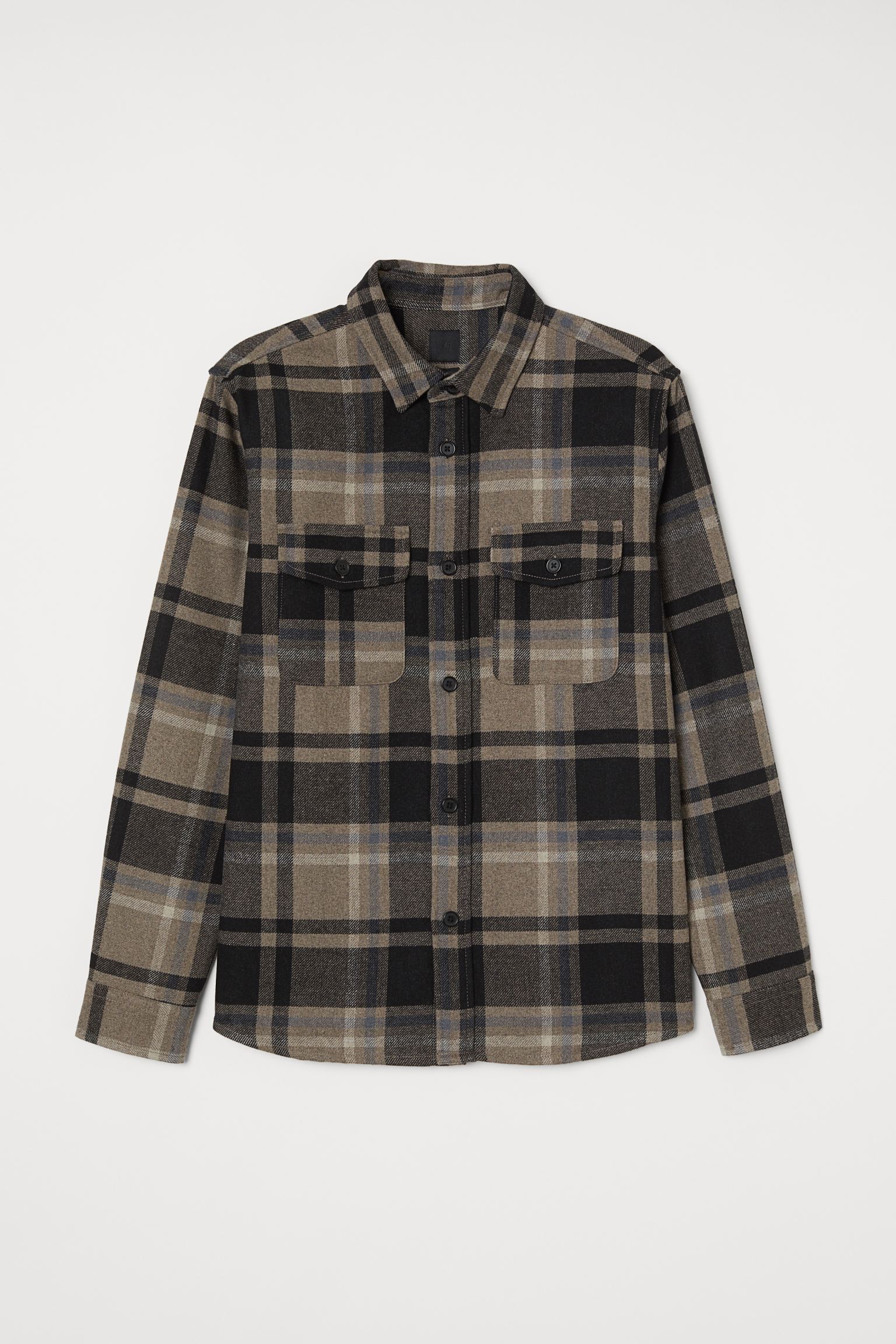 

Рубашка H&M M черно бежевый клетка 3088149570
