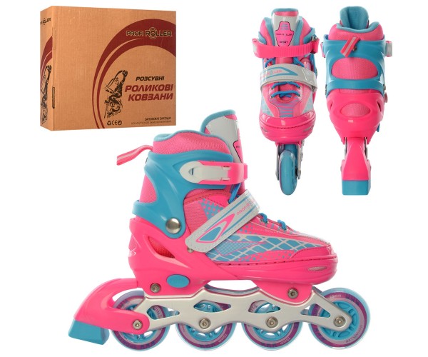 

Раздвижные роликовые коньки Profi Roller A4140-M (35-38, M), ролики Сине-розовые
