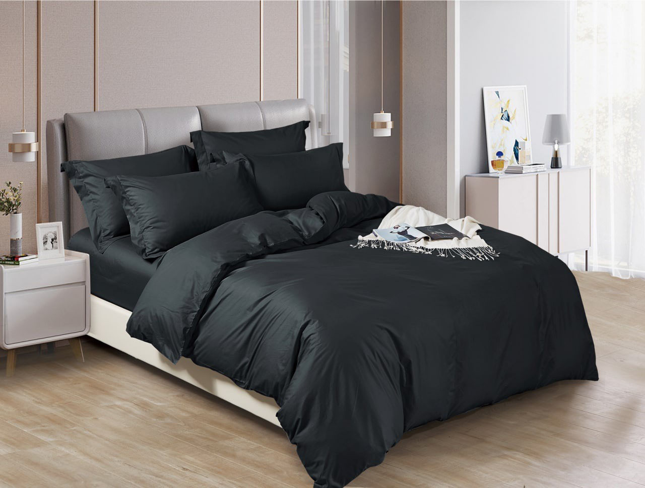 

Комплект постельного белья Черный Krispol семейный сатин (630.194305)