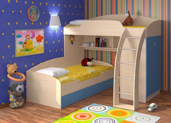 

Двухьярусная кровать KidsBunkBed K-045 венге светлый венге темный 1950х1932х1670 мм