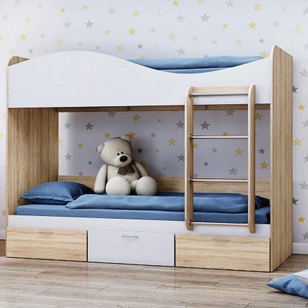 

Двухъярусная кровать KidsBunkBed K-080 дуб сонома белый 2030 × 980 × 1700 мм