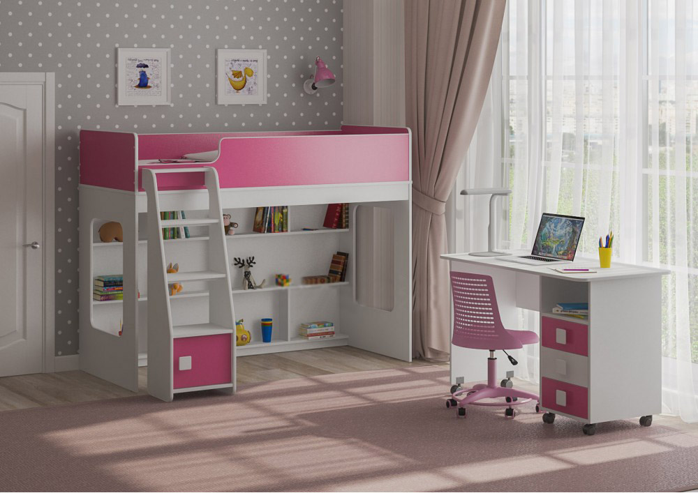 

Кровать-чердак KidsBunkBed K-042 белый лайм 1790 × 1150 × 1405 мм